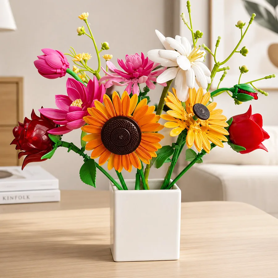Flower Building Block Bouquet Set Sunflower Rose Daisy DIY Assembly Bricks Eternal Flower Creative Gift Home Decor
Flower Building Block Bouquet Set Sunflower Rose Daisy DIY Assembly Bricks Eternal Flower Creative Gift Home Decor