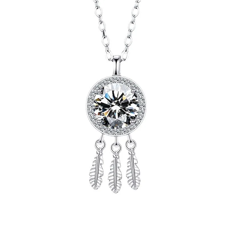 BR S925 Silver Dreamcatcher Necklace, 1ct Moissanite with Feather Tassel, Versatile Elegant Boho Light Luxury Gift for Women
BR S925 Silver Dreamcatcher Necklace, 1ct Moissanite with Feather Tassel, Versatile Elegant Boho Light Luxury Gift for Women