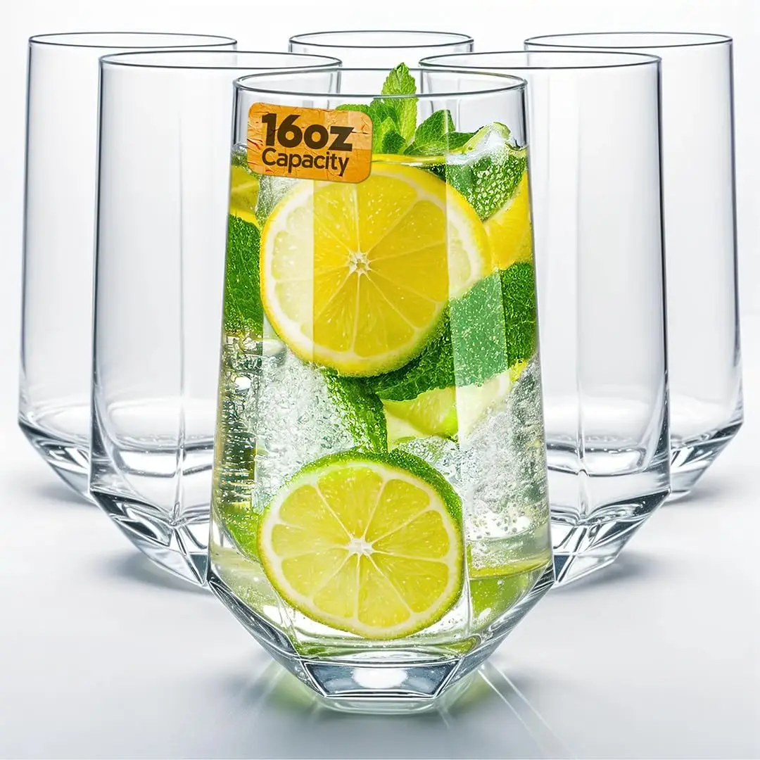 Hexagon Crystal Beverage Glasses Set of 6, 16oz Tall Tumbler for Beer Cocktails Iced Tea Cold Drinks
Hexagon Crystal Beverage Glasses Set of 6, 16oz Tall Tumbler for Beer Cocktails Iced Tea Cold Drinks