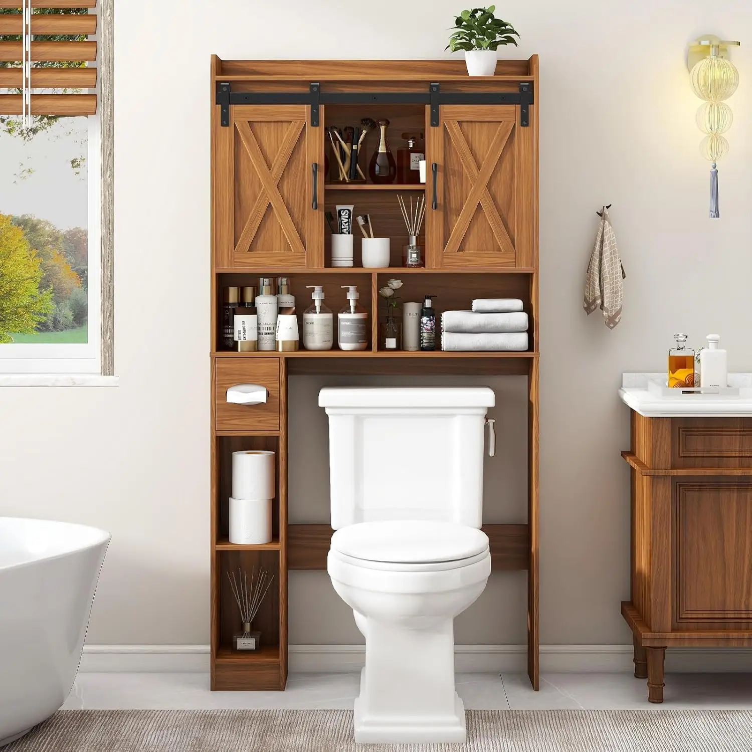 Over Toilet Storage Cabinet Sliding Barn Door Space-Saving Bathroom Laundry Rack 23.6x9.4x68.9, Customized
Over Toilet Storage Cabinet Sliding Barn Door Space-Saving Bathroom Laundry Rack 23.6x9.4x68.9, Customized