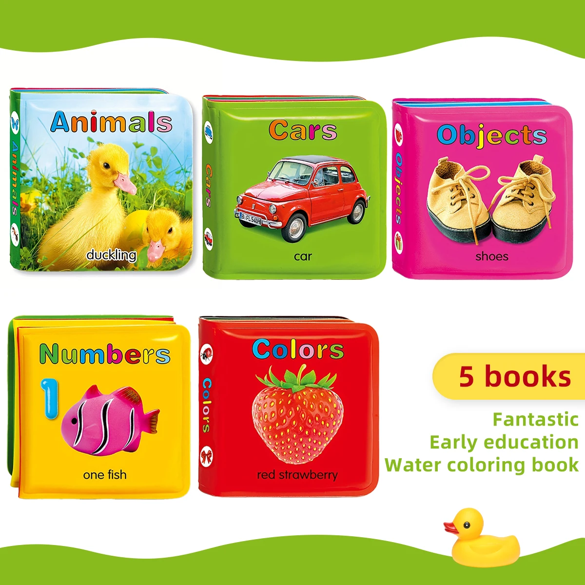 Waterproof Baby Bath Book Set Of 5 With Animals Cars Objects Numbers And Colors Themes Bright Pages And Rounded Corners
Waterproof Baby Bath Book Set Of 5 With Animals Cars Objects Numbers And Colors Themes Bright Pages And Rounded Corners