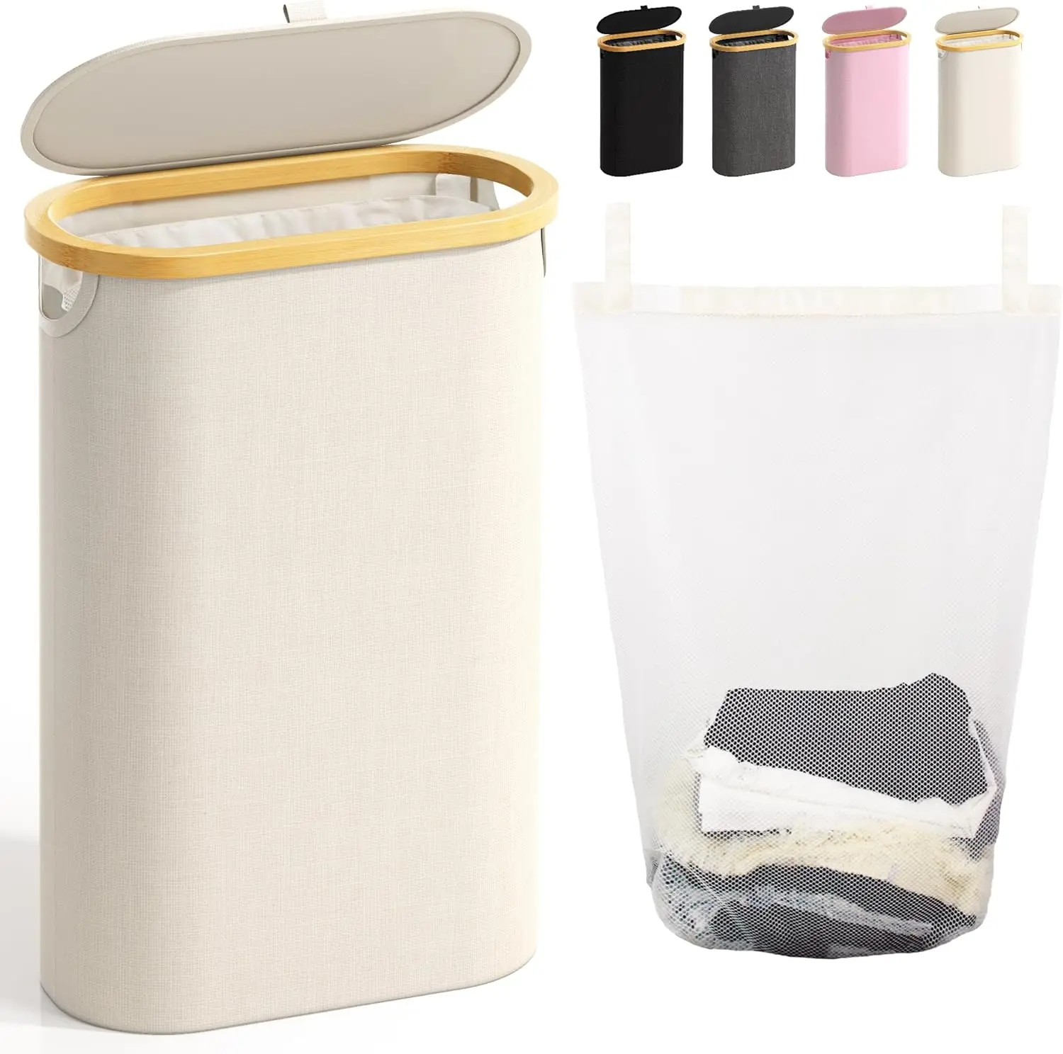 Slim Laundry Hamper with Lid, 60L Small Laundry Basket with Handles&Removable Bag, Thin Dirty Clothes
Slim Laundry Hamper with Lid, 60L Small Laundry Basket with Handles&Removable Bag, Thin Dirty Clothes