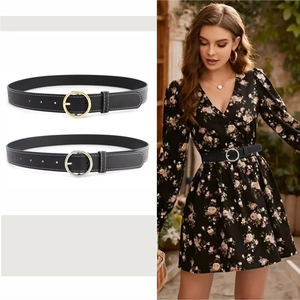 New Black Leather Belt for Women Round Minimalist Buckle Adjustable Waist Cincher Versatile for Blazers & Jeans
New Black Leather Belt for Women Round Minimalist Buckle Adjustable Waist Cincher Versatile for Blazers & Jeans