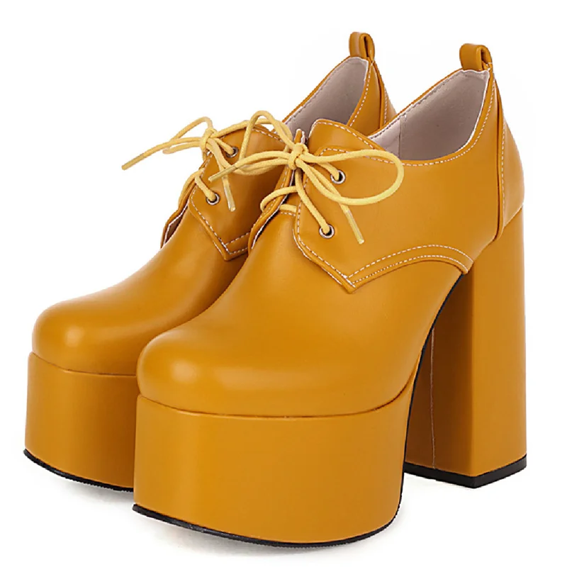 Sexy Platform Punk High Heels Shoes Lace-up Short Boots Women Black Yellow Heeled Pumps Ladies Party Fetish Shoes Large Size
Sexy Platform Punk High Heels Shoes Lace-up Short Boots Women Black Yellow Heeled Pumps Ladies Party Fetish Shoes Large Size