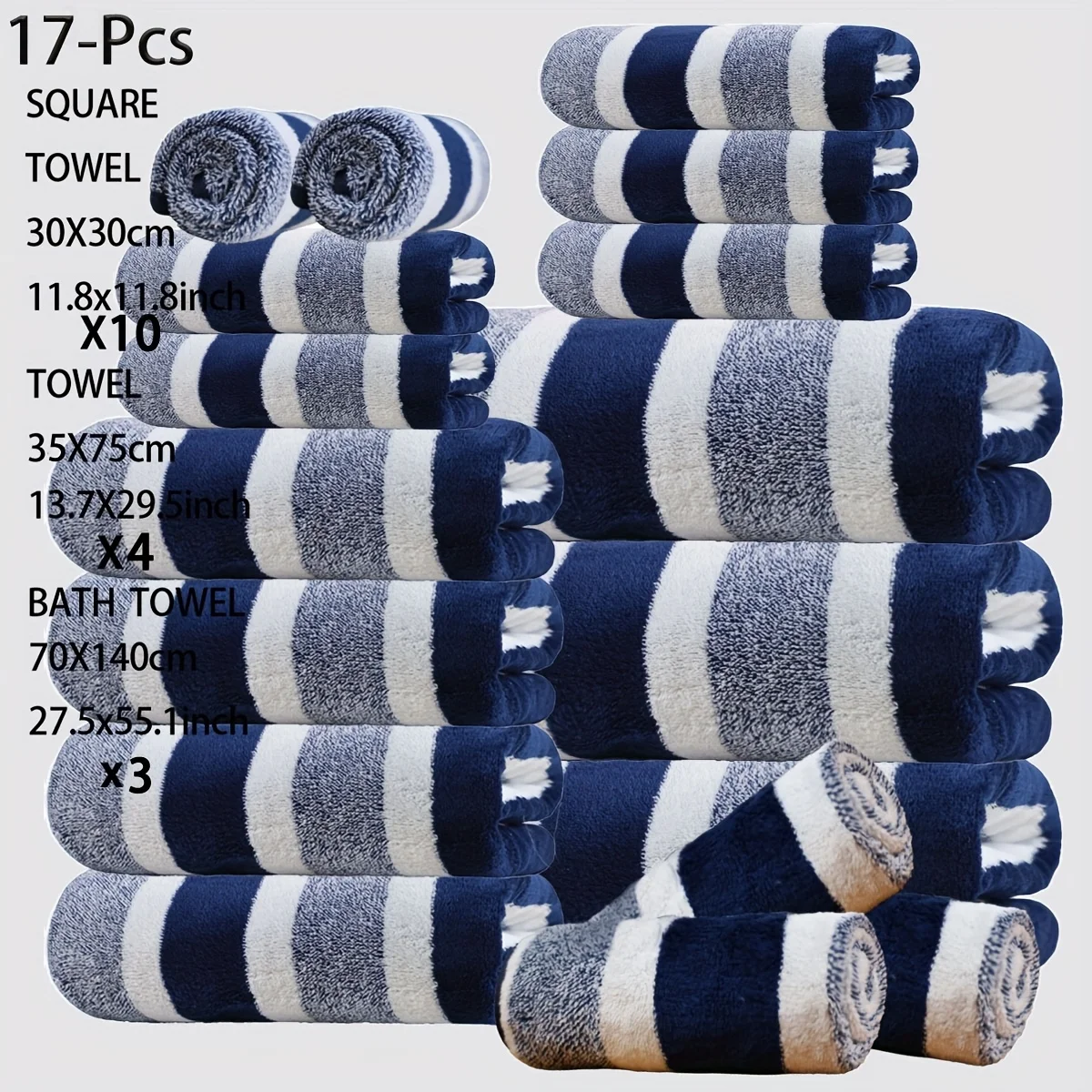 17pcs Luxury Bath Towels Set - Quick-Dry Highly Absorbent Plush Soft Coral Fleece-like Texture, Multi-Size Family Bathroom Towel
17pcs Luxury Bath Towels Set - Quick-Dry Highly Absorbent Plush Soft Coral Fleece-like Texture, Multi-Size Family Bathroom Towel