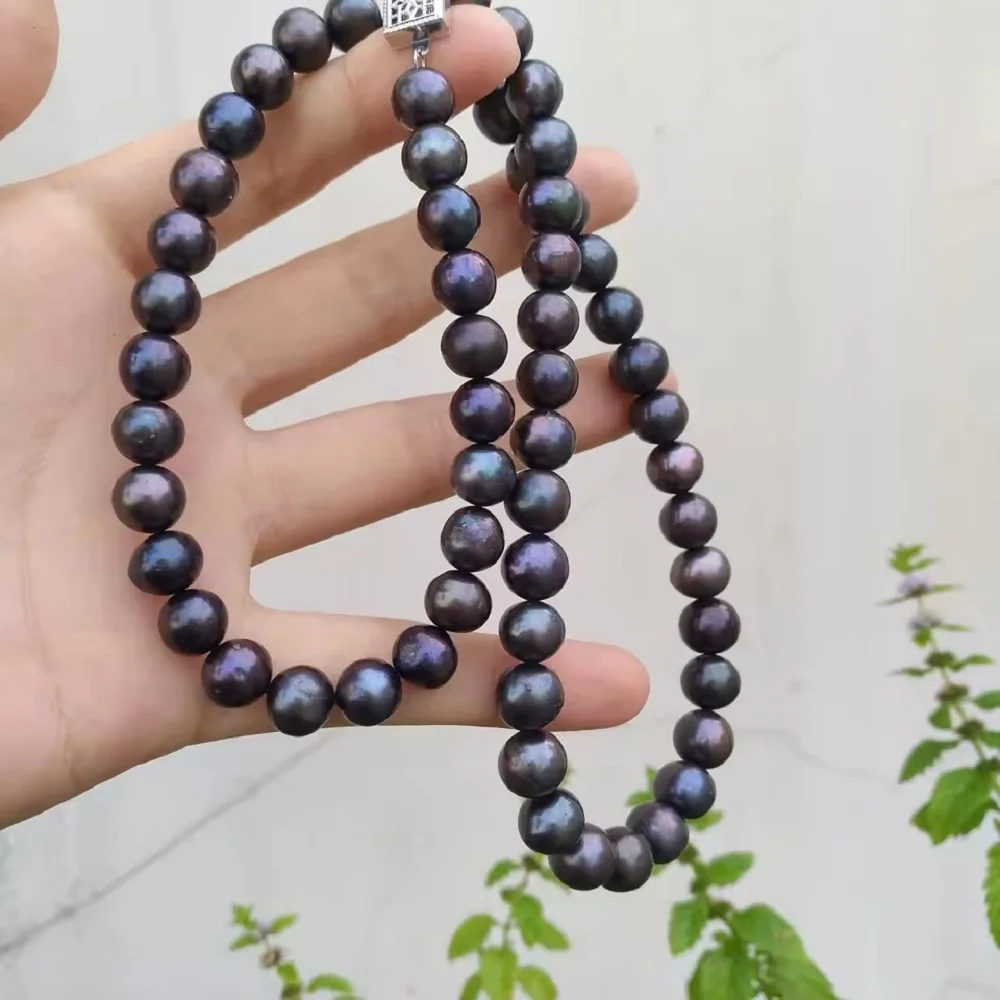 Classic Natural Pearl Necklace AAA+9-10mm Tahiti Black Round Pearl Necklace 925s16-36 inch
Classic Natural Pearl Necklace AAA+9-10mm Tahiti Black Round Pearl Necklace 925s16-36 inch