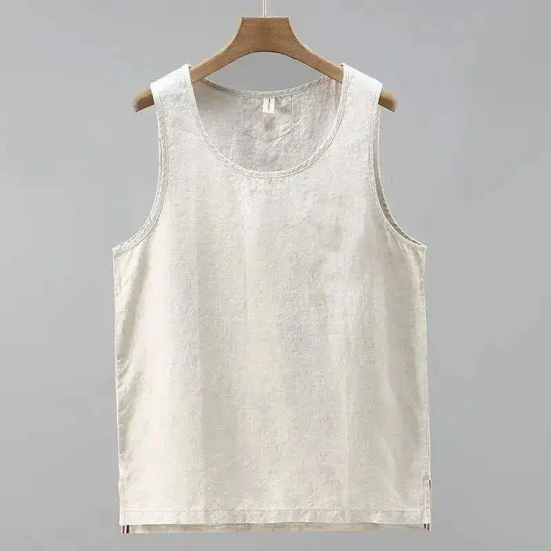 100% Pure Cotton Linen Vest Men's Summer Thin Linen Material Top Sleeveless Loose Tank Top Warmth Inner Wear round Neck Design
100% Pure Cotton Linen Vest Men's Summer Thin Linen Material Top Sleeveless Loose Tank Top Warmth Inner Wear round Neck Design