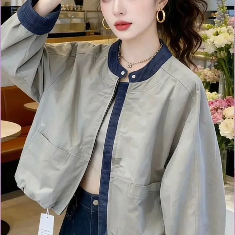 Women Short Zipper Jacket 2026 New Spring Autumn Korean Loose O-Neck Baseball Clothes Female Long Sleeve Splicing Coat Outwear
Women Short Zipper Jacket 2026 New Spring Autumn Korean Loose O-Neck Baseball Clothes Female Long Sleeve Splicing Coat Outwear