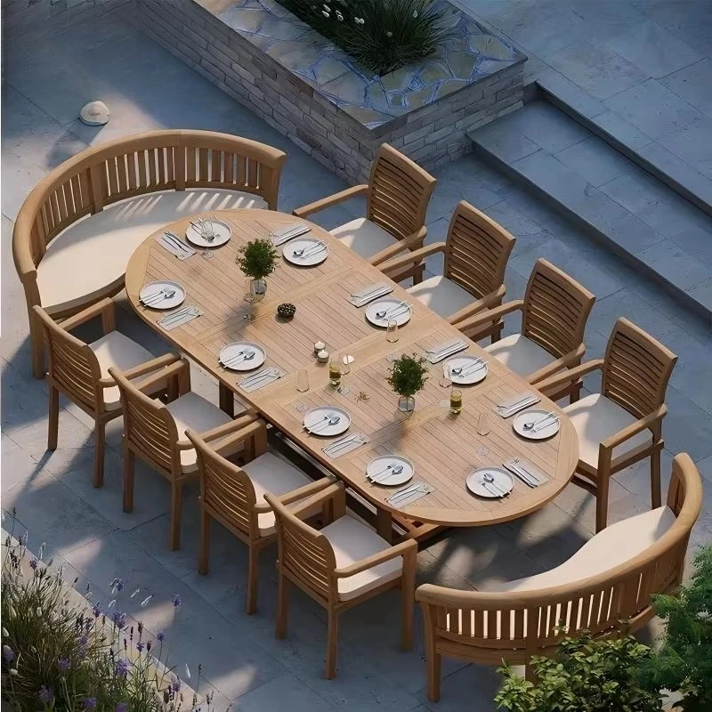 Modern Luxury Solid Teak Oval Garden Table Set Outdoor Terrace Furniture 10 Seats Table and Chair Set Retractable Courtyard
Modern Luxury Solid Teak Oval Garden Table Set Outdoor Terrace Furniture 10 Seats Table and Chair Set Retractable Courtyard