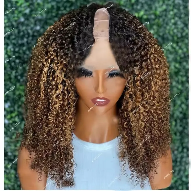 Highlight Honey Golden Blonde Afro Kinky Curly V Part Wig Real Human Hair Water Wave Ombre Chestnut Dark Brown U Shape Full Wigs
Highlight Honey Golden Blonde Afro Kinky Curly V Part Wig Real Human Hair Water Wave Ombre Chestnut Dark Brown U Shape Full Wigs