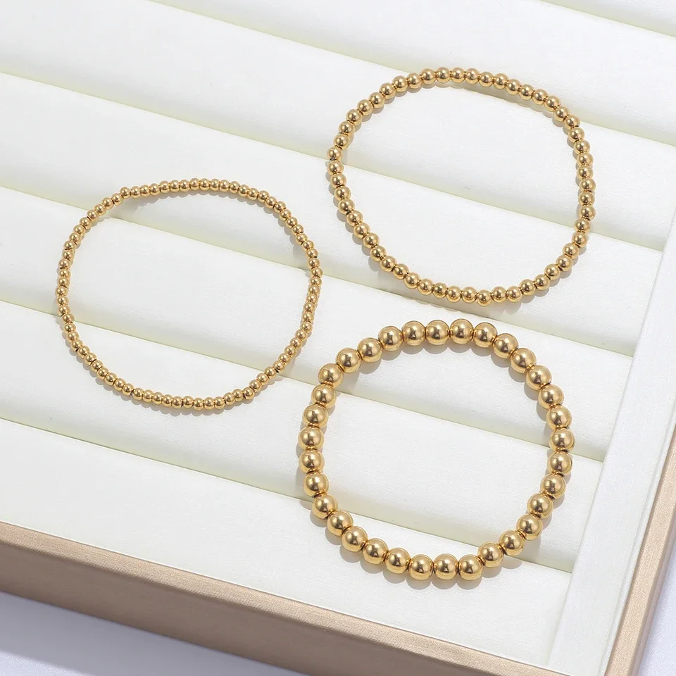 3Pcs/Set 18K Gold Plated Stainless Steel Beaded Bracelets For Women Trendy Jewelry Cuff Metal Beads Gift
3Pcs/Set 18K Gold Plated Stainless Steel Beaded Bracelets For Women Trendy Jewelry Cuff Metal Beads Gift