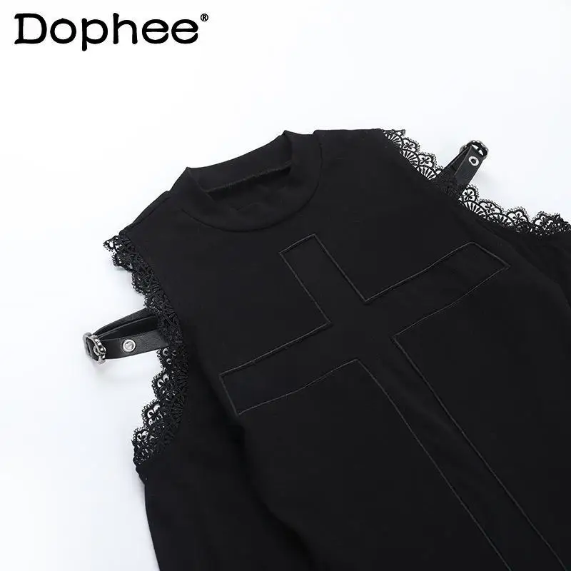 Y2K Subculture Japanese Original Dark Lolita Cross Sexy Long Sleeve T-Shirt Round Neck Cool Girl Off-Shoulder Top for Women
Y2K Subculture Japanese Original Dark Lolita Cross Sexy Long Sleeve T-Shirt Round Neck Cool Girl Off-Shoulder Top for Women