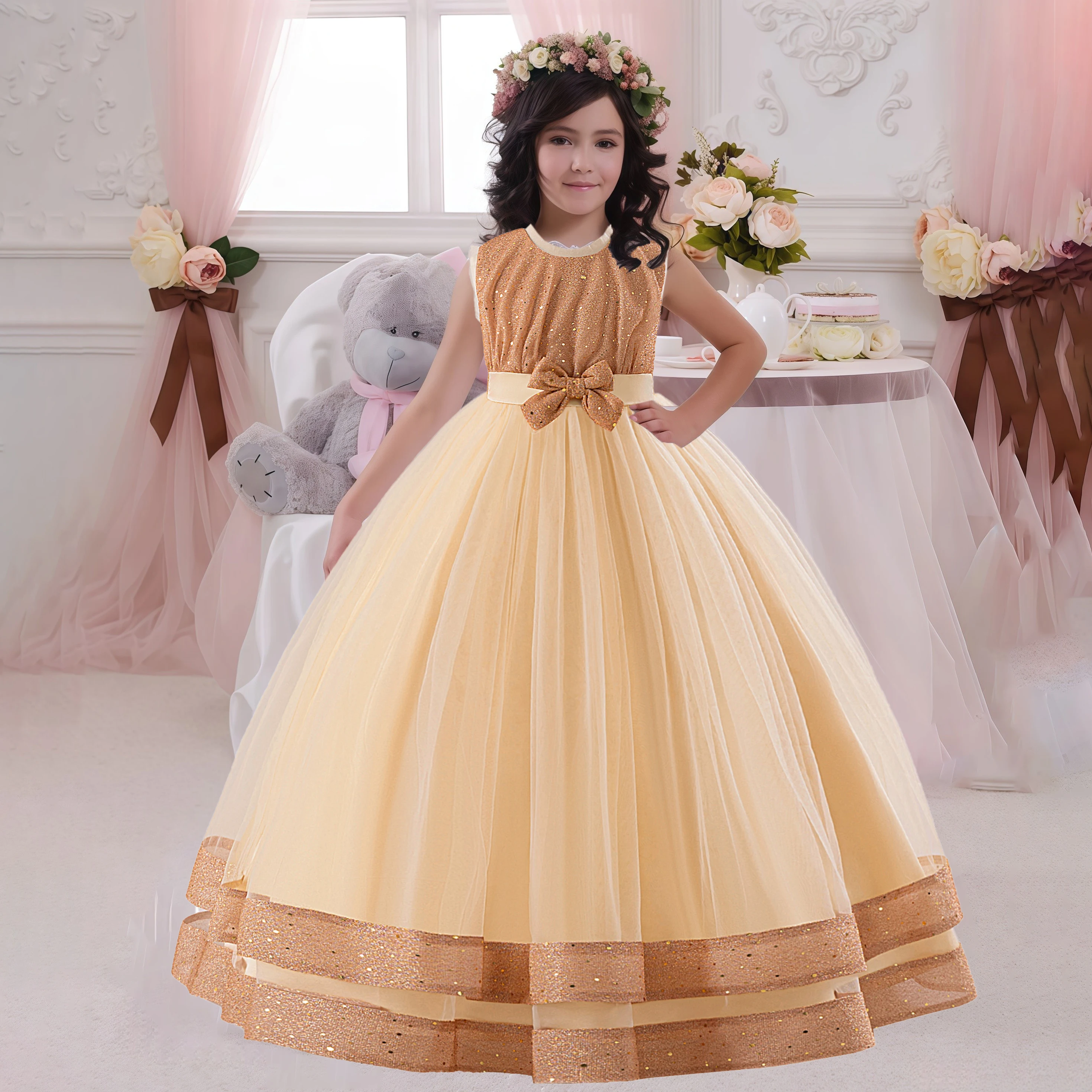 Elegant Sequin Party Girls Dress Formal Bridesmaid Wedding Prom Gown Pageant Tulle Birthday Princess Dresses Evening Kids Clothe
Elegant Sequin Party Girls Dress Formal Bridesmaid Wedding Prom Gown Pageant Tulle Birthday Princess Dresses Evening Kids Clothe