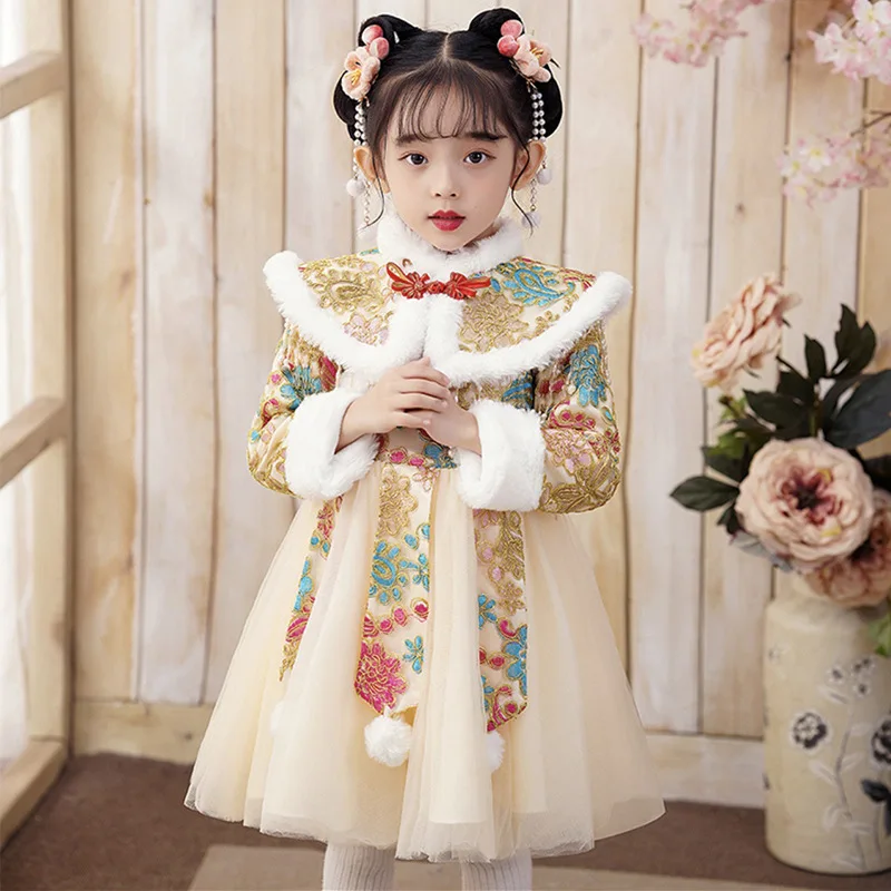 Girls Hanfu Tang Suit New Year Clothes 2023 Chinese Style Plus Velvet Warm For Winter Turtleneck Patchwork Embroidery Dress
Girls Hanfu Tang Suit New Year Clothes 2023 Chinese Style Plus Velvet Warm For Winter Turtleneck Patchwork Embroidery Dress