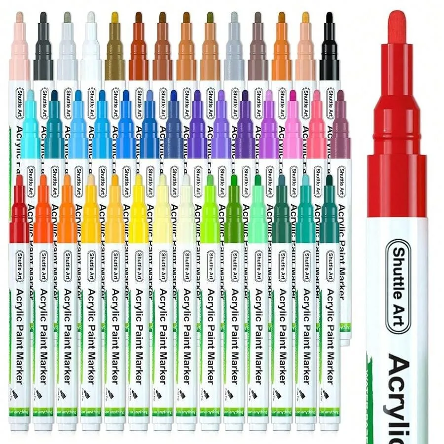 Shuttle Art Paint Pens, 42 Colors Acrylic Paint Markers, Low-Odor Water-Based Quick Dry Paint Markers For Rock, Wood, Metal, Pl
Shuttle Art Paint Pens, 42 Colors Acrylic Paint Markers, Low-Odor Water-Based Quick Dry Paint Markers For Rock, Wood, Metal, Pl
