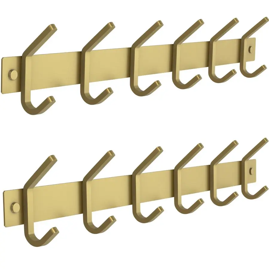 Настенная вешалка для одежды золотого цвета, 17 дюймов, из нержавеющей стали, с 6 двойными крючками для прихожей, ванной, спальни, кухни
Настенная вешалка для одежды золотого цвета, 17 дюймов, из нержавеющей стали, с 6 двойными крючками для прихожей, ванной, спальни, кухни