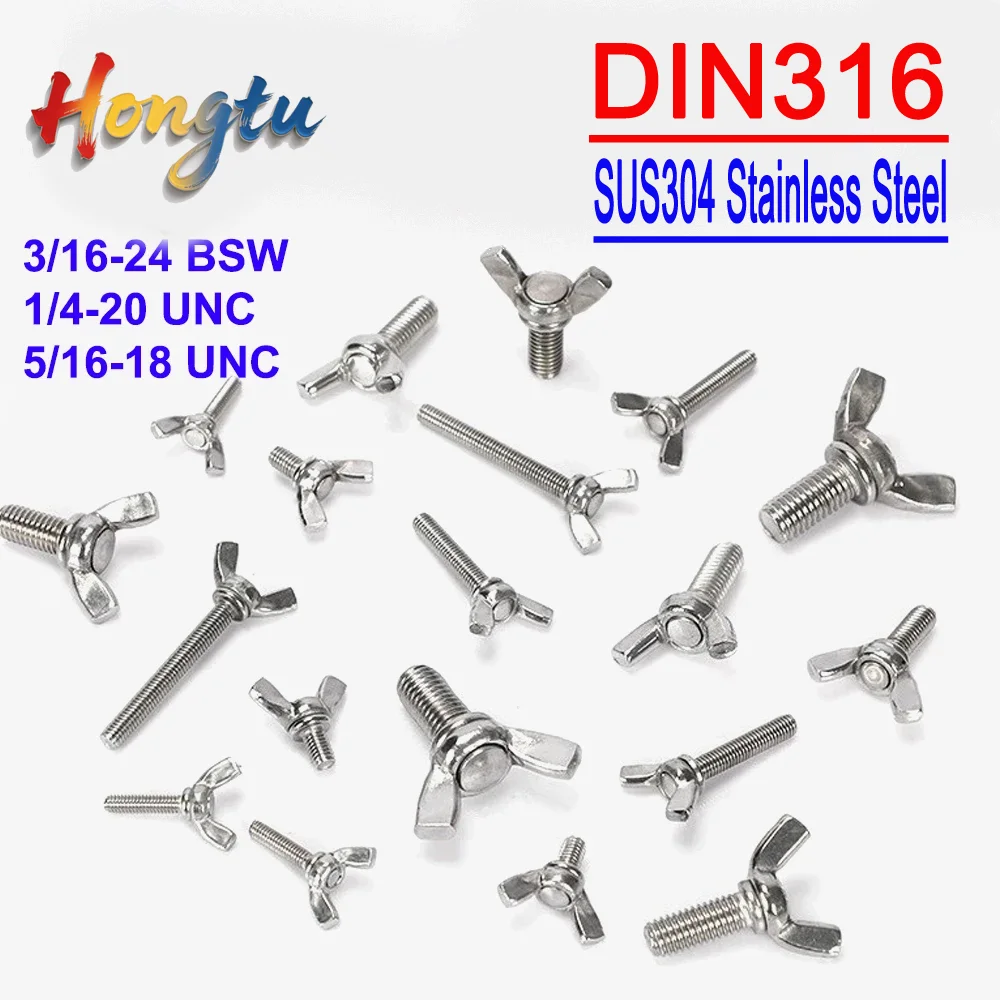 Hongtu DIN316 Hand-Tighten Butterfly Bolts - 3/16-24 BSW, 1/4-20/5/16-18 UNC, SUS304 A2 Stainless Steel Wing Screws (DIY Use)
Hongtu DIN316 Hand-Tighten Butterfly Bolts - 3/16-24 BSW, 1/4-20/5/16-18 UNC, SUS304 A2 Stainless Steel Wing Screws (DIY Use)