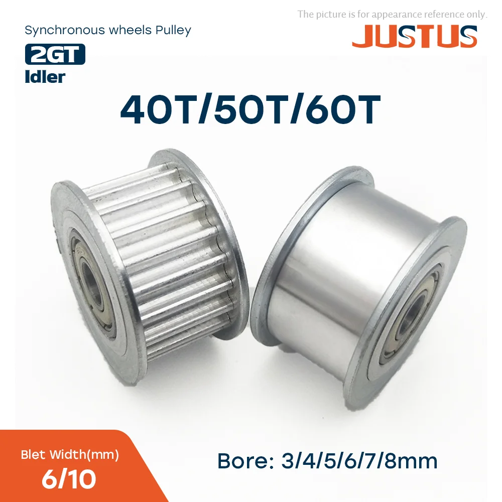 2GT Idler Type 40T/50T/60T Synchronous Wheels Pulley Bore 5/6/8/10/12/15mm for Width 6/10mm GT2 Timing Belt 3D Printer CNC Parts
2GT Idler Type 40T/50T/60T Synchronous Wheels Pulley Bore 5/6/8/10/12/15mm for Width 6/10mm GT2 Timing Belt 3D Printer CNC Parts