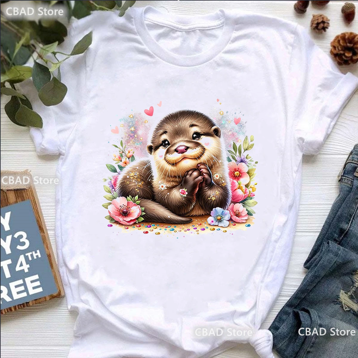 Glitter Otter Love Animal Printed Tshirt Girls Summer Fashion T Shirt Harajuku Kawaii Clothes Tops Casual T-Shirt Female
Glitter Otter Love Animal Printed Tshirt Girls Summer Fashion T Shirt Harajuku Kawaii Clothes Tops Casual T-Shirt Female