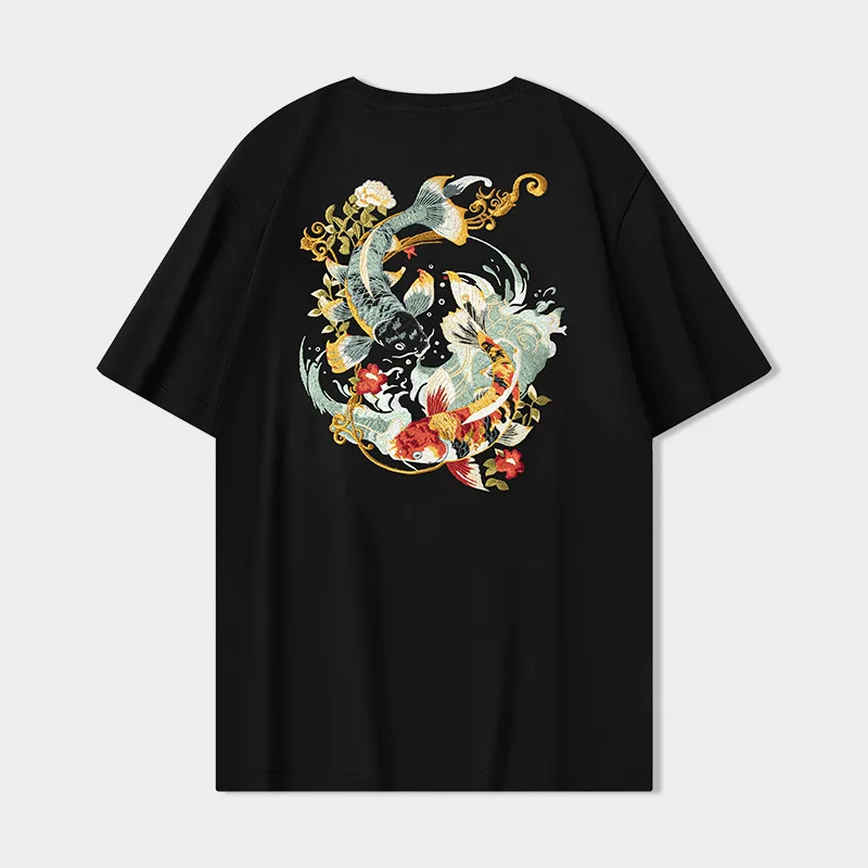 2025 summer new short-sleeved t-shirt boys summer embroidery koi Chinese style Tees
2025 summer new short-sleeved t-shirt boys summer embroidery koi Chinese style Tees
