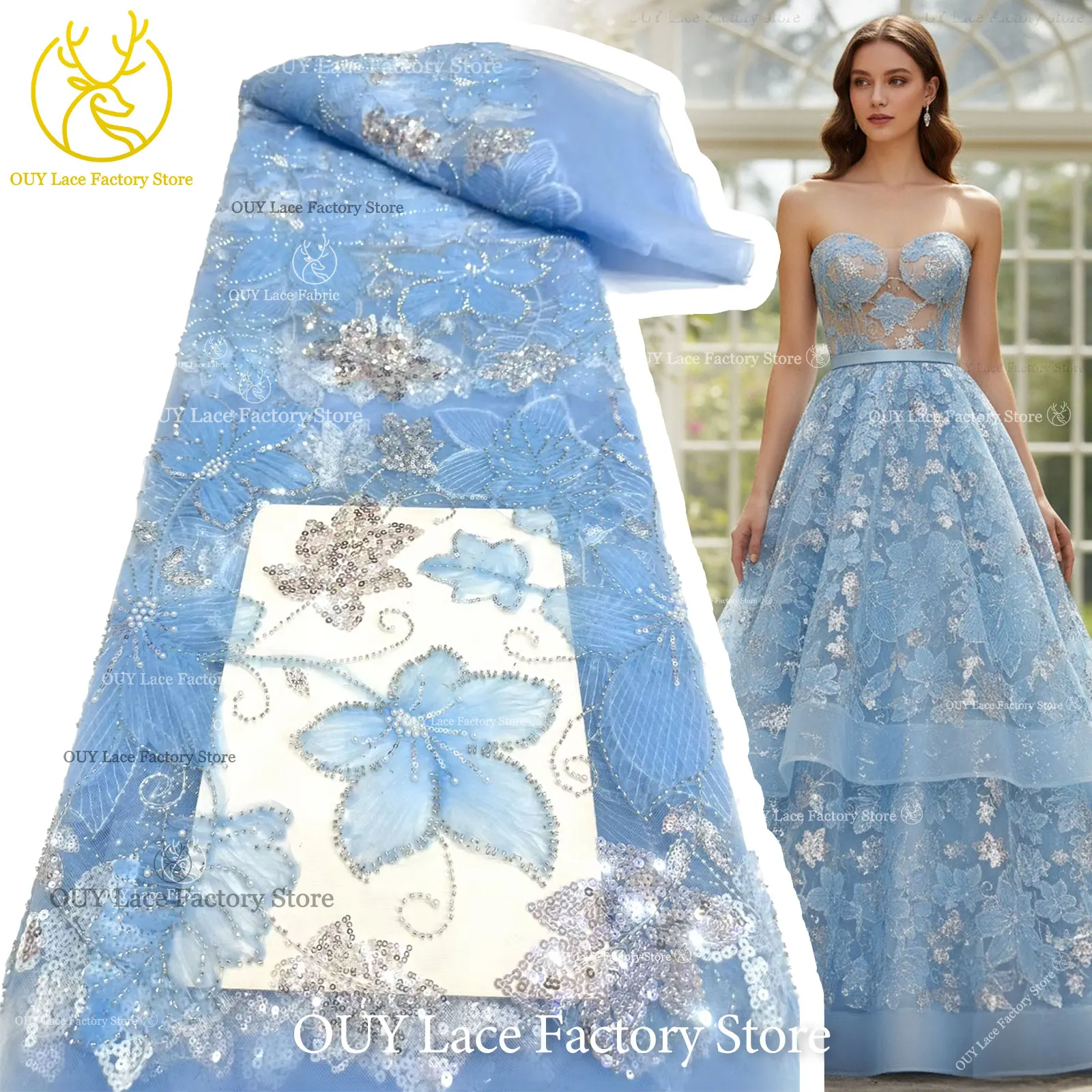 Wholesale French Embroidery Tulle Sequins Beaded Lace Fabric 5 Yards African Lace Fabric Nigerian Sewing Wedding Party Dress
Wholesale French Embroidery Tulle Sequins Beaded Lace Fabric 5 Yards African Lace Fabric Nigerian Sewing Wedding Party Dress