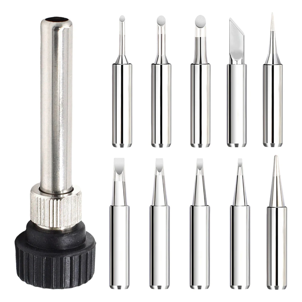 11 Pcs Soldering Iron Tips with Welding Sleeve 900M Lead-Free Solder Iron Tip Replaceable Soldering Tip for Soldering Station
11 Pcs Soldering Iron Tips with Welding Sleeve 900M Lead-Free Solder Iron Tip Replaceable Soldering Tip for Soldering Station