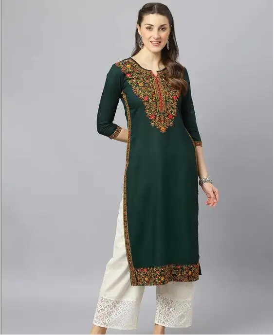 Traditional Indian Dance Clothing, Women's Embroidered Ethnic Style Long Top
Traditional Indian Dance Clothing, Women's Embroidered Ethnic Style Long Top
