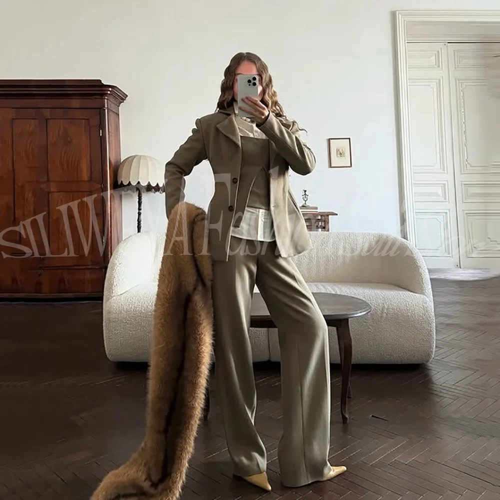 Luxury Relaxed Women 2 Pieces Blazer Set Jacket Wide Leg Pants Office Lady Business Casual Chic Outfit Conjuntos De Mujer
Luxury Relaxed Women 2 Pieces Blazer Set Jacket Wide Leg Pants Office Lady Business Casual Chic Outfit Conjuntos De Mujer