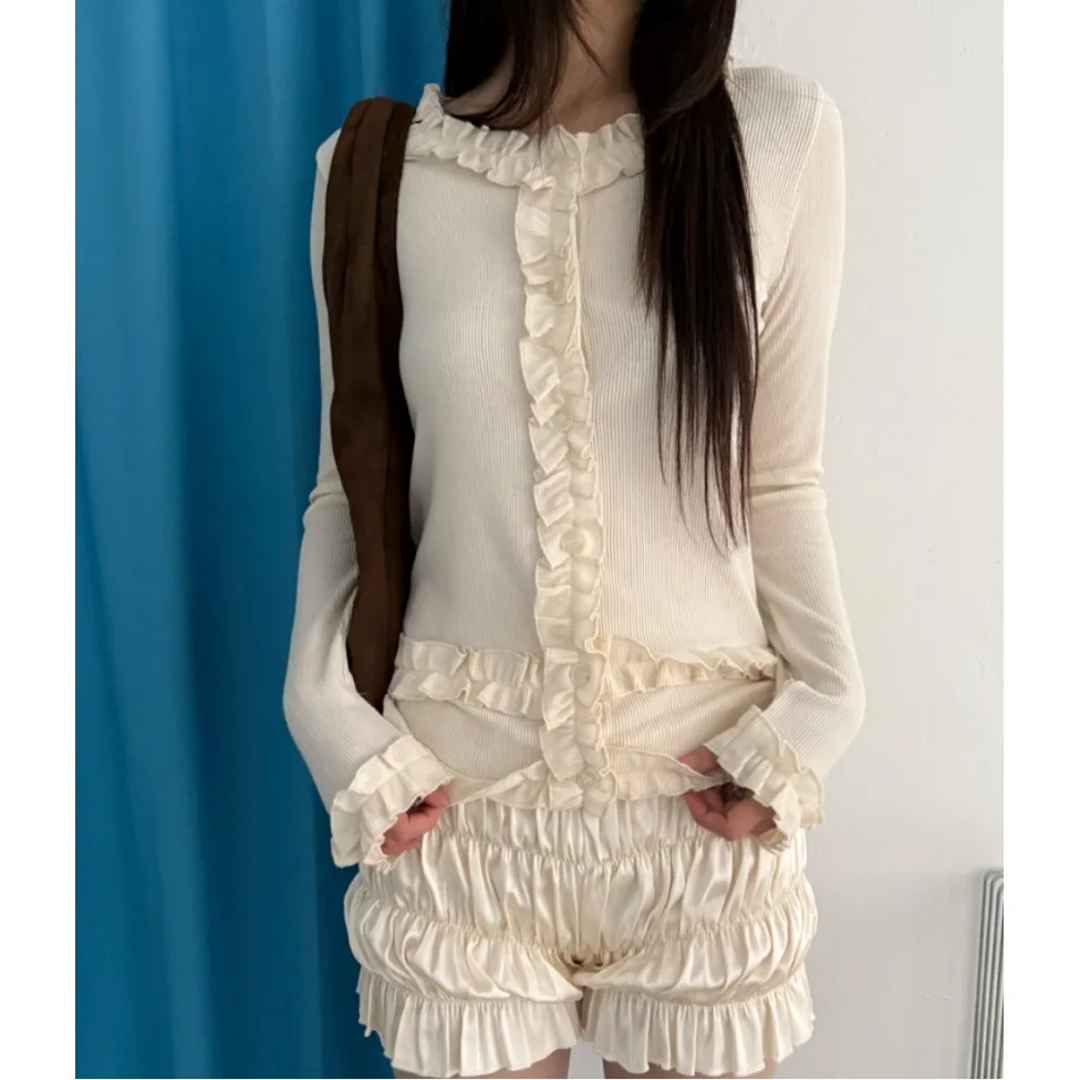Spring Summer New Style Earlet Lace Trim Cool Long Sleeve Open Button Top Small Cardigan Shirt Korean Style Women's Sweater
Spring Summer New Style Earlet Lace Trim Cool Long Sleeve Open Button Top Small Cardigan Shirt Korean Style Women's Sweater