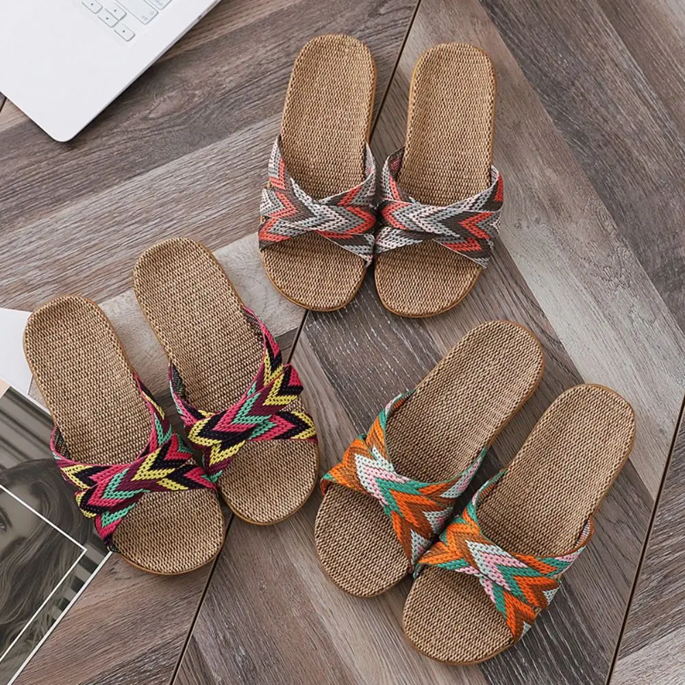 Casual Ethnic Style Linen Slippers Soft Non-Slip Indoor Slippers Stripe Flax Flat Slippers Home
Casual Ethnic Style Linen Slippers Soft Non-Slip Indoor Slippers Stripe Flax Flat Slippers Home
