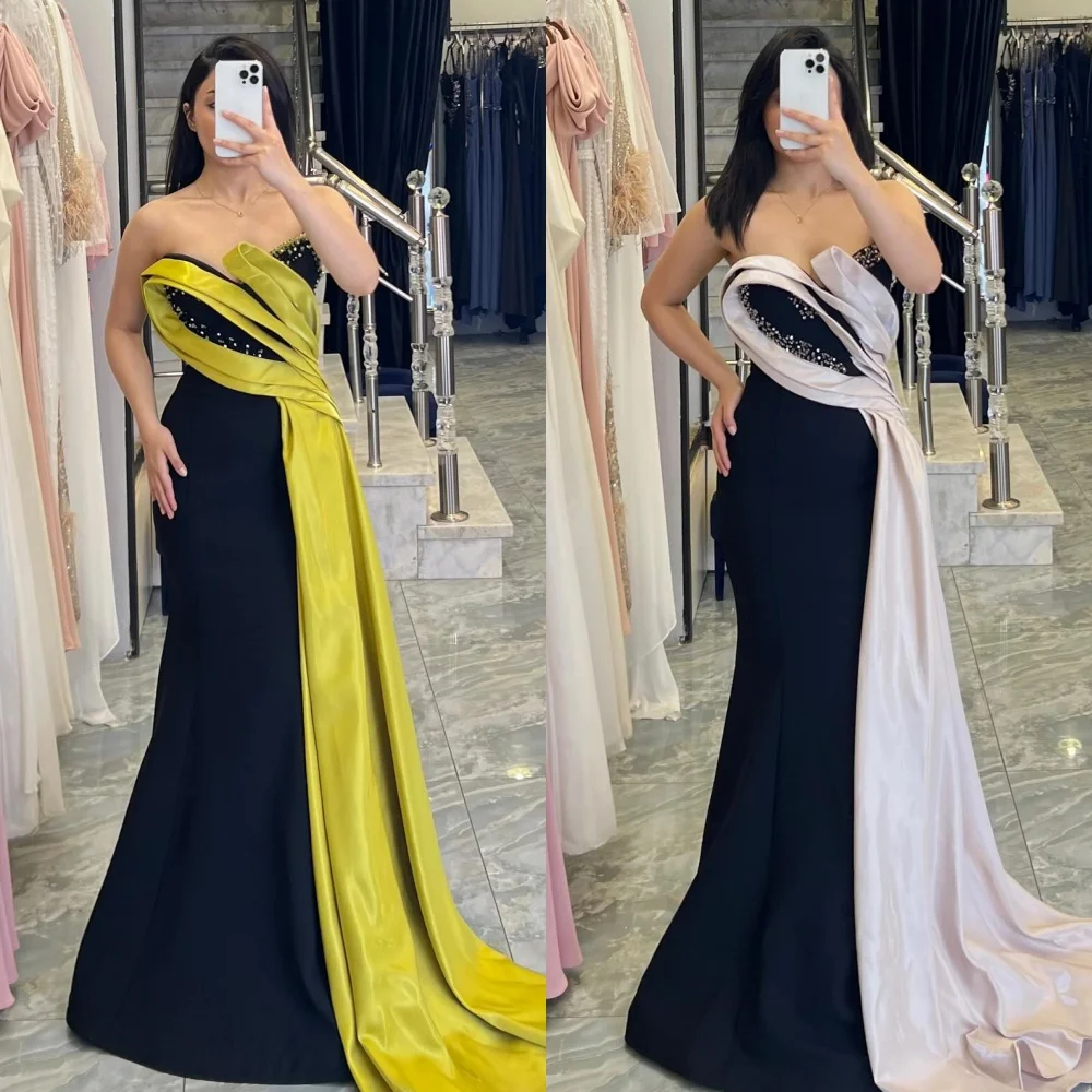Customized Matching Sparkle Charmeuse Rhinestone Sequined Ruched Beading Mermaid Strapless Long Dresses Bespoke Occasion Dresses
Customized Matching Sparkle Charmeuse Rhinestone Sequined Ruched Beading Mermaid Strapless Long Dresses Bespoke Occasion Dresses