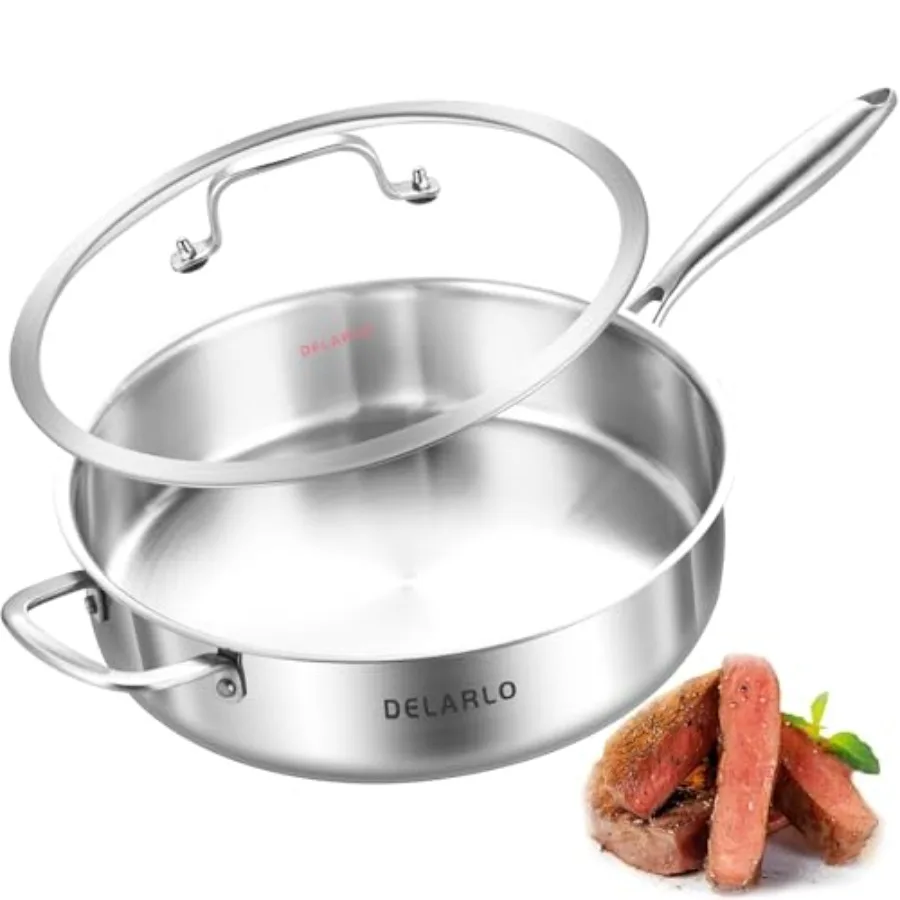 Tri-Ply Stainless Steel Jumbo Cooker Saute Pan With Lid 12.5 Inch Deep Frying Pan Induction Large Skillet Cooker Pan for Chefs
Tri-Ply Stainless Steel Jumbo Cooker Saute Pan With Lid 12.5 Inch Deep Frying Pan Induction Large Skillet Cooker Pan for Chefs