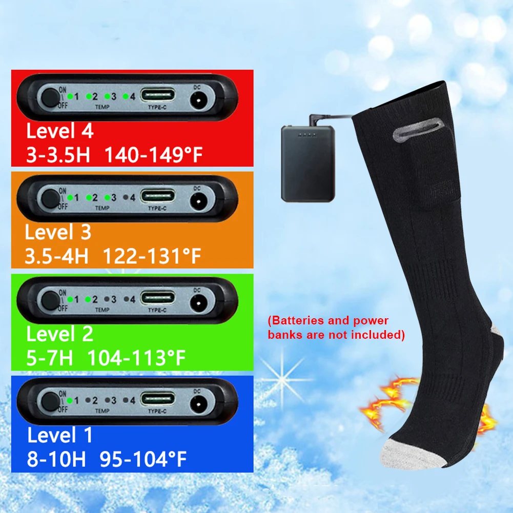 Heated Socks 3 Modes Winter Thermal Socks Outdoor Skiing Foot Warmer Heating Socks for Men and Women
Heated Socks 3 Modes Winter Thermal Socks Outdoor Skiing Foot Warmer Heating Socks for Men and Women