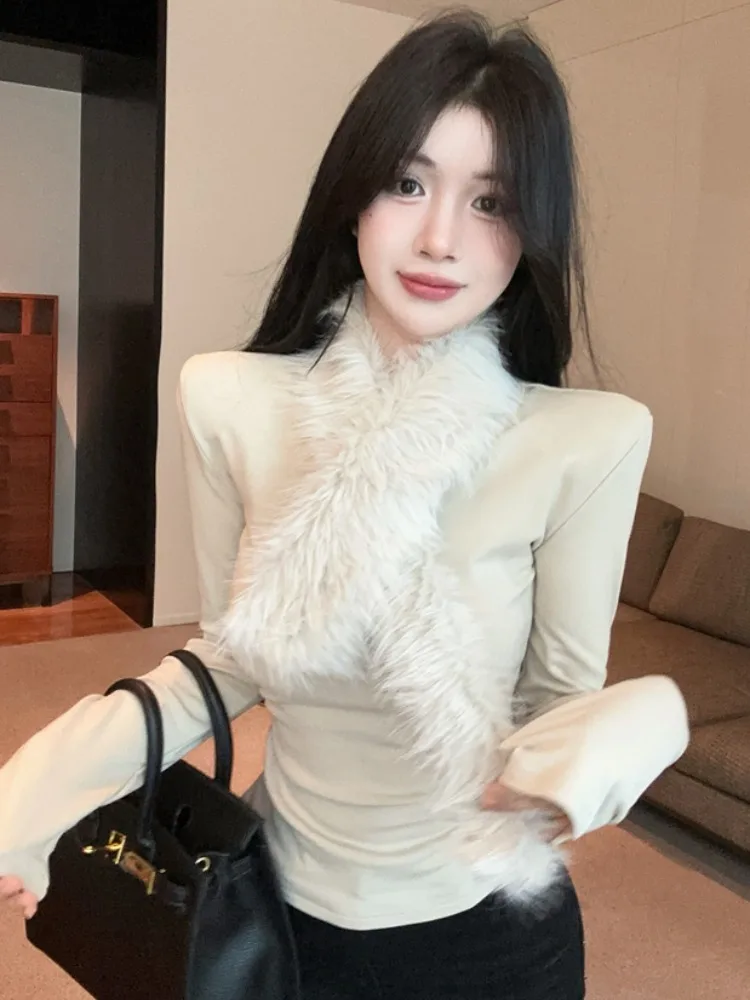 Korean Style Long Sleeve T-Shirt Fleece Lined Warmth Autumn Winter Two Piece Set Ambiance Unique Elegant Fashion Women's Knit...
Korean Style Long Sleeve T-Shirt Fleece Lined Warmth Autumn Winter Two Piece Set Ambiance Unique Elegant Fashion Women's Knit...