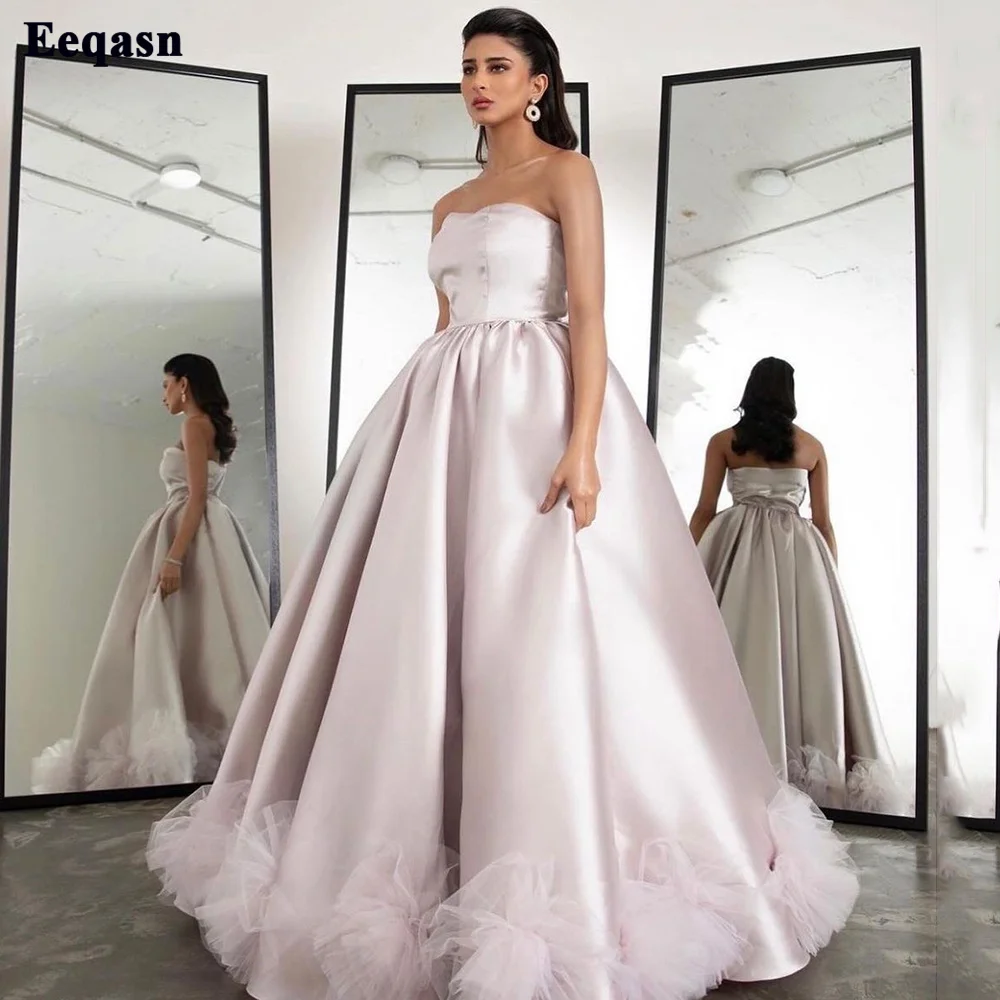 Eeqasn A Line Light Pink Satin Women's Prom Dresses Long Evening Gowns Strapless Ruffles Wedding Party Formal Occasion Gowns
Eeqasn A Line Light Pink Satin Women's Prom Dresses Long Evening Gowns Strapless Ruffles Wedding Party Formal Occasion Gowns