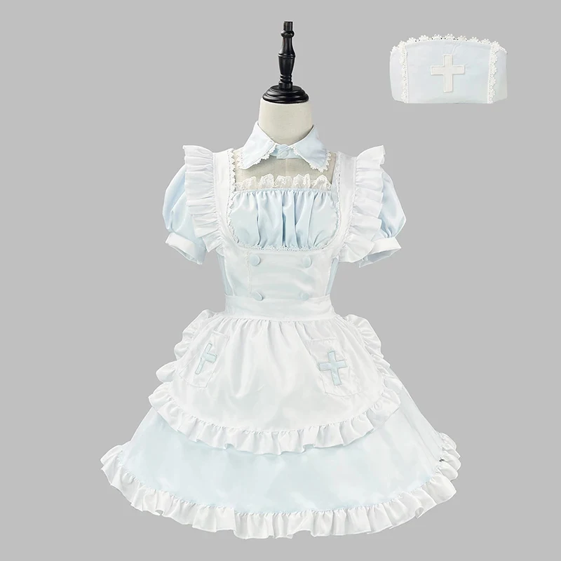 S-5XL Blue/Pink Maid Outfit Nurse Hat Cap Cute Girls Performance Costume Women Apron Dress Cosplay Costume
S-5XL Blue/Pink Maid Outfit Nurse Hat Cap Cute Girls Performance Costume Women Apron Dress Cosplay Costume