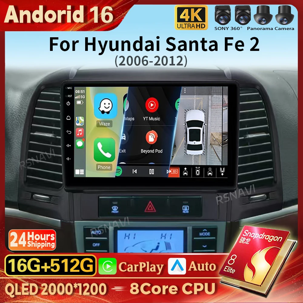 Android 16 Carplay Auto 2K Screen Car Radio Multimedia Player For Hyundai Santa Fe 2 2006-2012 Autoradio Stereo 2din 16G-512G
Android 16 Carplay Auto 2K Screen Car Radio Multimedia Player For Hyundai Santa Fe 2 2006-2012 Autoradio Stereo 2din 16G-512G