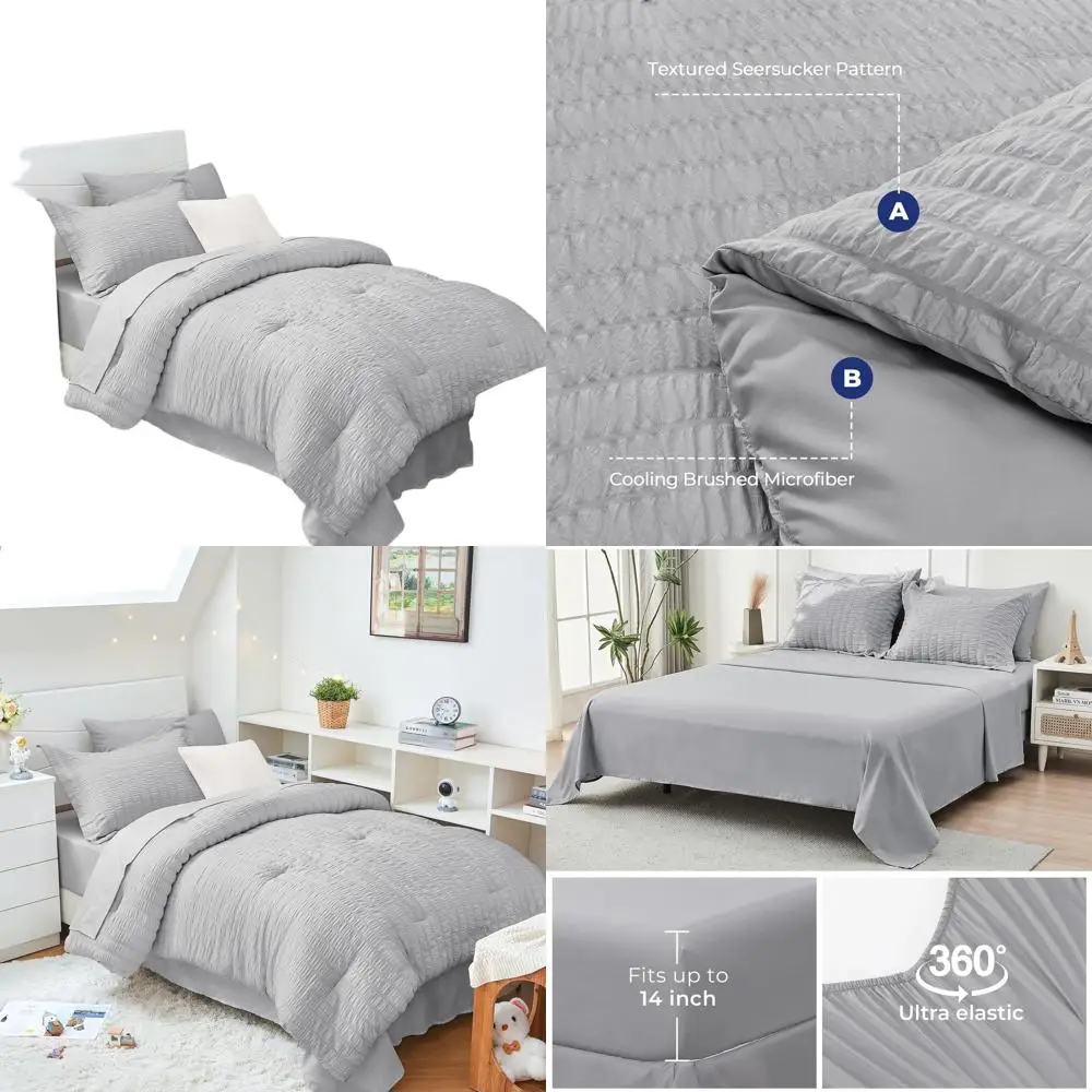 Комплект из 5 предметов: светло-серый комплект постельного белья из сирсакера размера Twin XL: всесезонное роскошное постельное белье с простынями, наволочками и декоративными наволочками.
Комплект из 5 предметов: светло-серый комплект постельного белья из сирсакера размера Twin XL: всесезонное роскошное постельное белье с простынями, наволочками и декоративными наволочками.