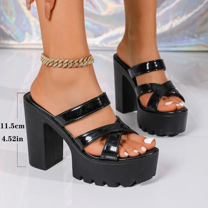 Cross Band Super High Heels Sandals Women Plus Size Pu Leather Chunky Platform Slippers Thick Sole Non Slip Square Heels Shoes
Cross Band Super High Heels Sandals Women Plus Size Pu Leather Chunky Platform Slippers Thick Sole Non Slip Square Heels Shoes