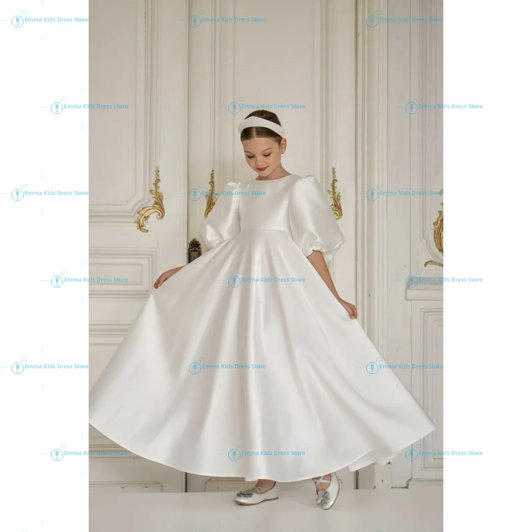 Custom Simple Flower Girl Dress Satin Bow Children's Wedding Pageant Girl A-line Bridesmaid First Communion Dress
Custom Simple Flower Girl Dress Satin Bow Children's Wedding Pageant Girl A-line Bridesmaid First Communion Dress