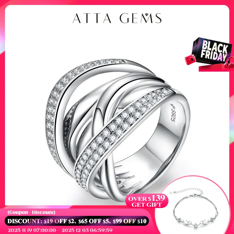 ATTAGEMS S925 Sliver Moissanite Rings for Women 18K Plated D Color VVS1 Diamond Crossover Wedding Band Party Fine Jeweley Gift
ATTAGEMS S925 Sliver Moissanite Rings for Women 18K Plated D Color VVS1 Diamond Crossover Wedding Band Party Fine Jeweley Gift