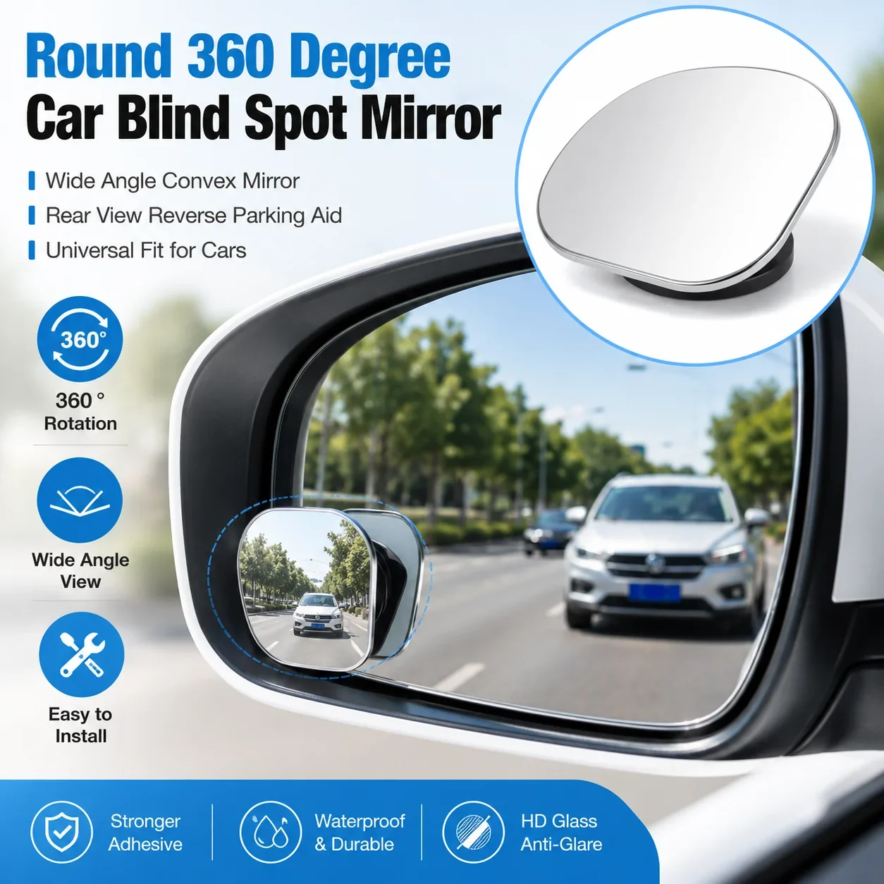 2pcs Car Auxiliary Blind Spot Mirror Wide Angle 360 Degree Adjustable Auto Interior HD Convex Rearview Mirror Parking Mirrors
2pcs Car Auxiliary Blind Spot Mirror Wide Angle 360 Degree Adjustable Auto Interior HD Convex Rearview Mirror Parking Mirrors