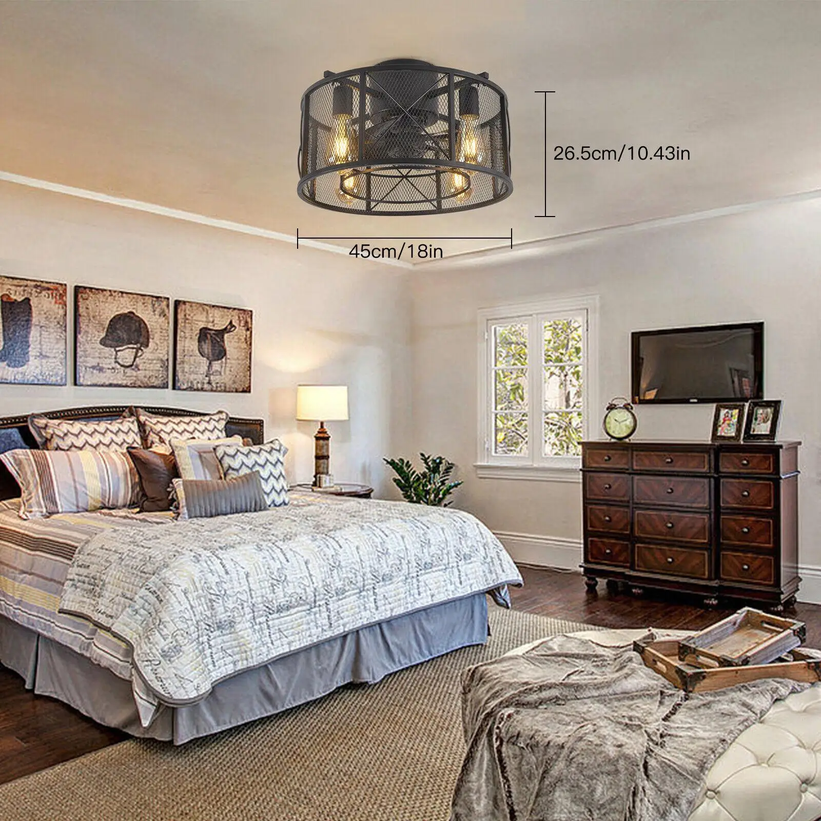 18" Ceiling Fan with Light and Remote Control 3-speed Electric Lamp Metal Lampshade w/ Timer
18" Ceiling Fan with Light and Remote Control 3-speed Electric Lamp Metal Lampshade w/ Timer