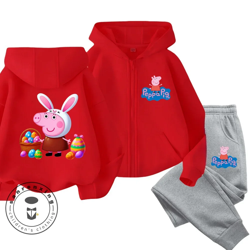 Hot Peppa Pig Clothing Children's Casual Sweatshirt Zipper Set Children's Sports Set Hoodie Top+pants 2-piece Set
Hot Peppa Pig Clothing Children's Casual Sweatshirt Zipper Set Children's Sports Set Hoodie Top+pants 2-piece Set