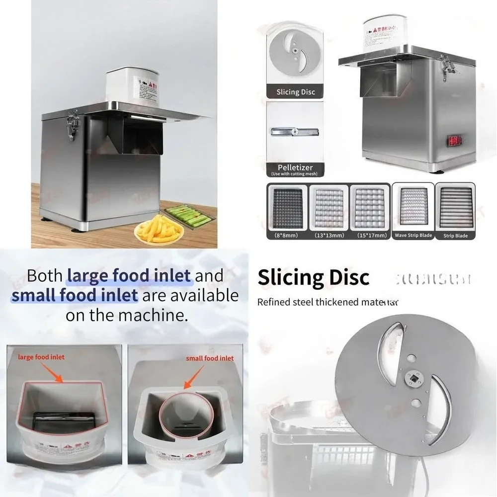 Multi-Function Vegetable Slicer Chop/Dice/Shred Stainless Steel with 6 Blade Large diameter feed port Food
Multi-Function Vegetable Slicer Chop/Dice/Shred Stainless Steel with 6 Blade Large diameter feed port Food
