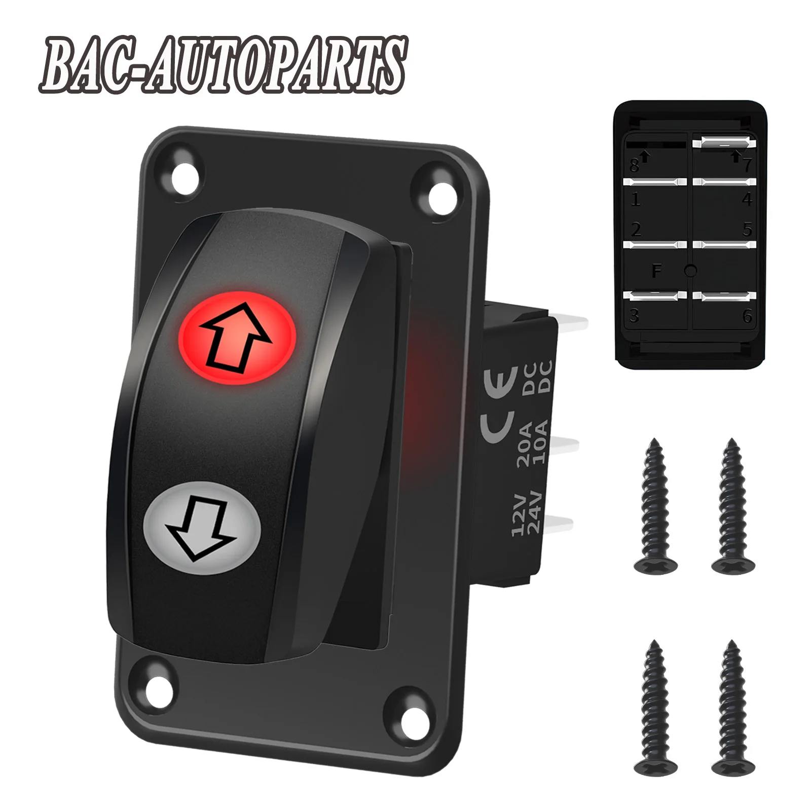 1 Gang ARROWS Momentary Rocker Button Switch Panel 12V/24V 7Pin (ON) OFF (ON) DPDT Switch with Red LED for Car Boat Waterproof
1 Gang ARROWS Momentary Rocker Button Switch Panel 12V/24V 7Pin (ON) OFF (ON) DPDT Switch with Red LED for Car Boat Waterproof
