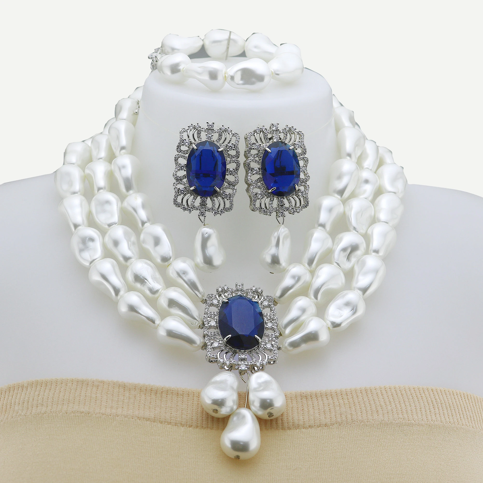 3 Layers Shell Beads Bridal Jewelry Sets White Nigerian Wedding African Beads Jewelry Set Crystal Women New Necklace Set
3 Layers Shell Beads Bridal Jewelry Sets White Nigerian Wedding African Beads Jewelry Set Crystal Women New Necklace Set