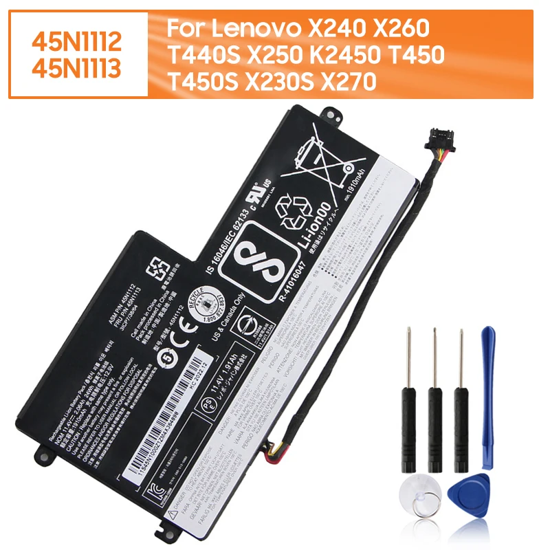 45N1112 45N1113 Сменный аккумулятор для Lenovo ThinkPad X240 X260 T440S X250 K2450 T450 T450S T470P T460P L450 X230S с инструментами
45N1112 45N1113 Сменный аккумулятор для Lenovo ThinkPad X240 X260 T440S X250 K2450 T450 T450S T470P T460P L450 X230S с инструментами