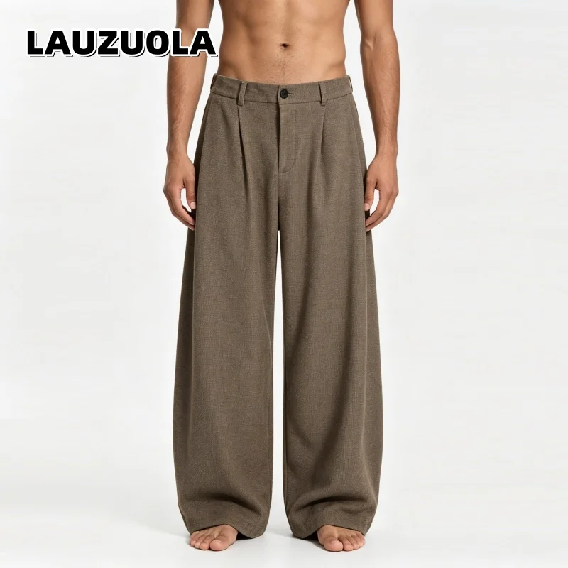 High Quality Luxury Men's Casual Woolen Wide Leg Pants Brown Loose Fit Pleated Trousers Streetwear Autumn Winter Warm Pants
High Quality Luxury Men's Casual Woolen Wide Leg Pants Brown Loose Fit Pleated Trousers Streetwear Autumn Winter Warm Pants
