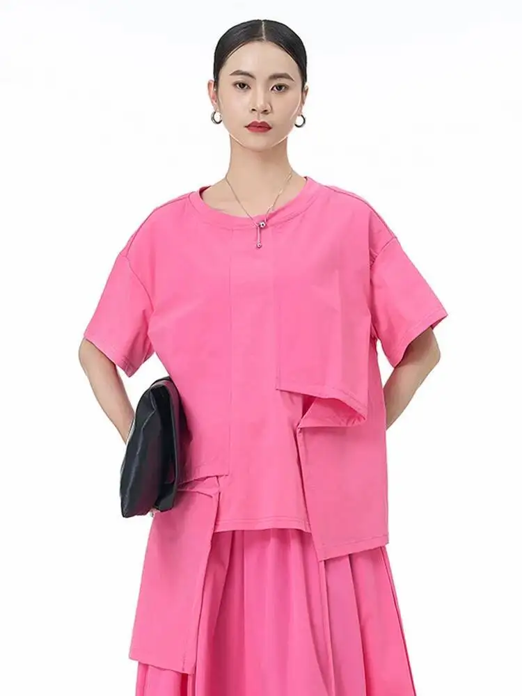 Women Khaki Irregular Spliced Big Size Casual T-shirt New Round Neck Short Sleeve Fashion Tide Spring Summer
Women Khaki Irregular Spliced Big Size Casual T-shirt New Round Neck Short Sleeve Fashion Tide Spring Summer
